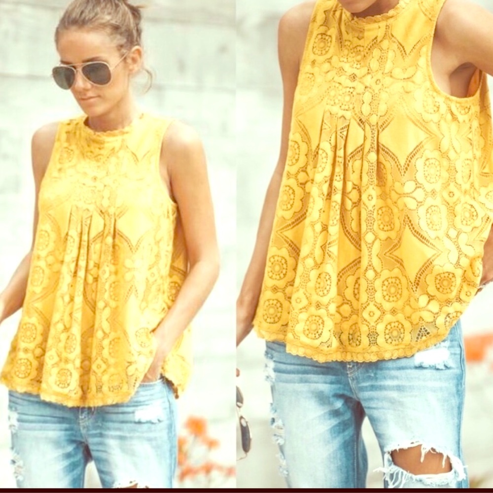 Gold yellow sleeveless babydoll top. NWOT size M